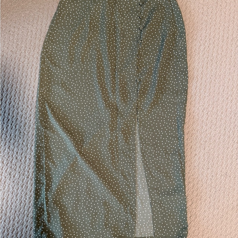 Dynamite Green Midi Pencil Skirt with Slit